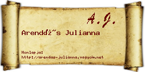 Arendás Julianna névjegykártya